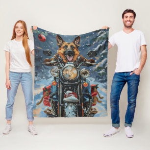 Manta Polar Navidades de motocicleta de Pastor Alemán