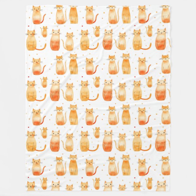 Manta Polar Navidades de naranjas y gatos (Anverso)