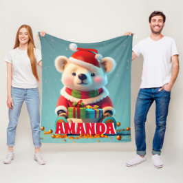Manta Polar Navidades De Oso De Teddy Personalizados Niños