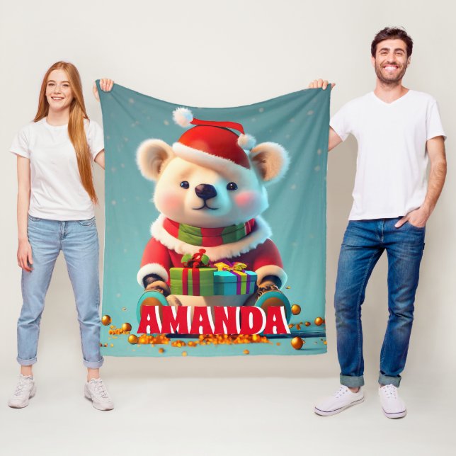 Manta Polar Navidades De Oso De Teddy Personalizados Niños (In situ)