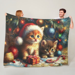 Manta Polar Navidades de Pastel Drawing Kittens