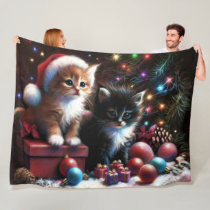 Manta Polar Navidades de Pastel Drawing Kittens