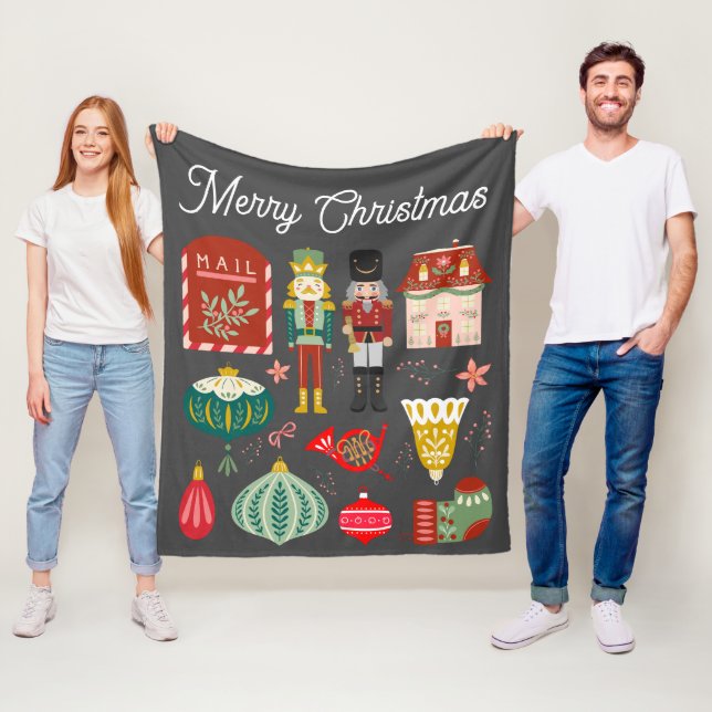 Manta Polar Navidades de patrones de nutcracker festivos (In situ)