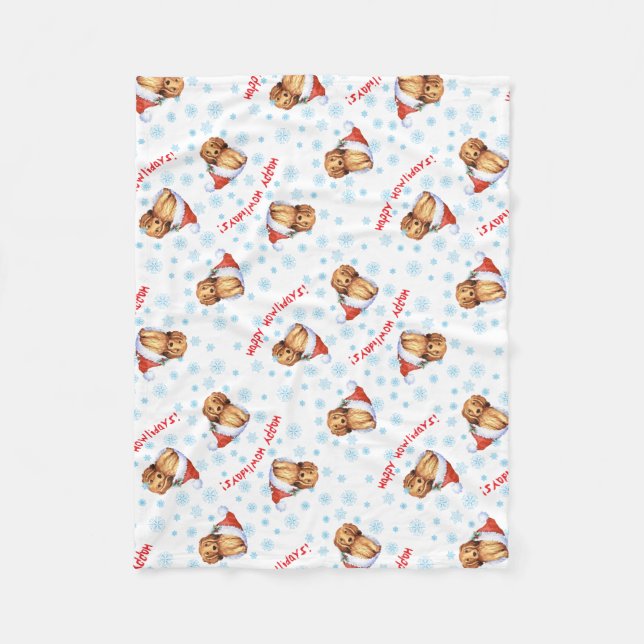 Manta Polar Navidades de pelo largo Dachshund Fleece Blanket (Anverso)