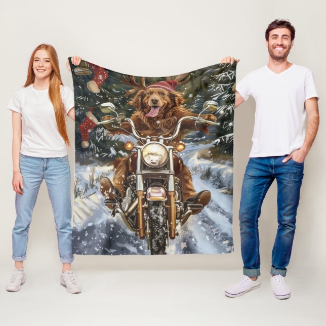 Manta Polar Navidades de perro de Nueva Escocia montan motocic (In situ)