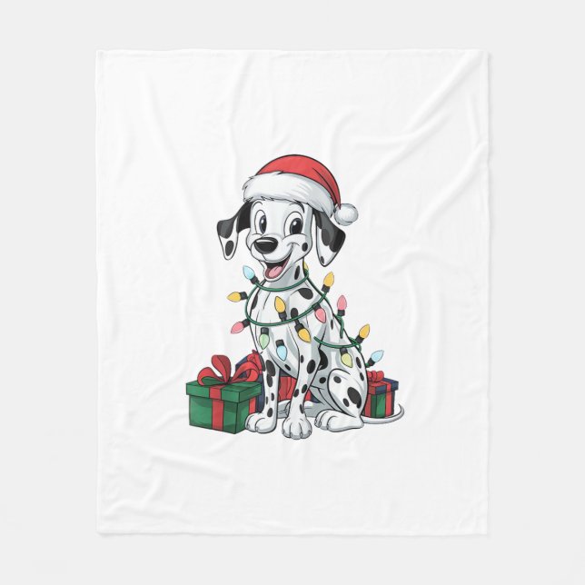 Manta Polar Navidades de perro de Santa Hat Dalmatian (Anverso)