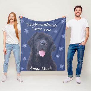 Manta Polar Navidades de perro de Terranova en blanco