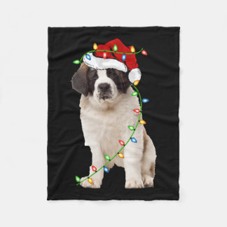 Manta Polar Navidades de Perro Santa Hat Saint Bernard