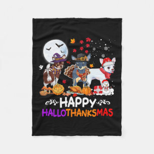 Manta Polar Navidades de perros chihuahua felices hallothankma