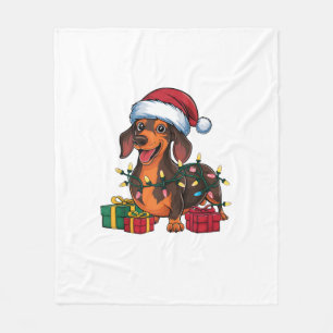 Manta Polar Navidades de perros de Santa Hat Dachshund que ilu