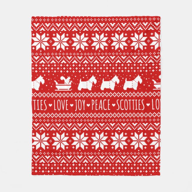 Manta Polar Navidades de perros escoceses festivos | Territori (Anverso)
