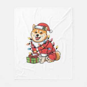 Manta Polar Navidades de perros inu de Santa Shiba