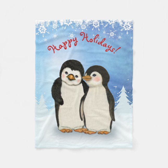 Manta Polar Navidades de Pingüino Fleece Blanket (Anverso)
