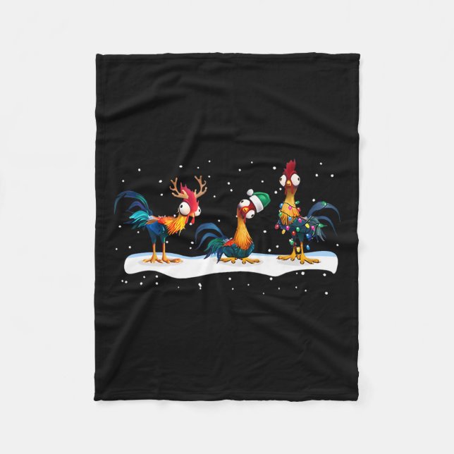 Manta Polar Navidades de pollo divertidos iluminan la granja a (Anverso)
