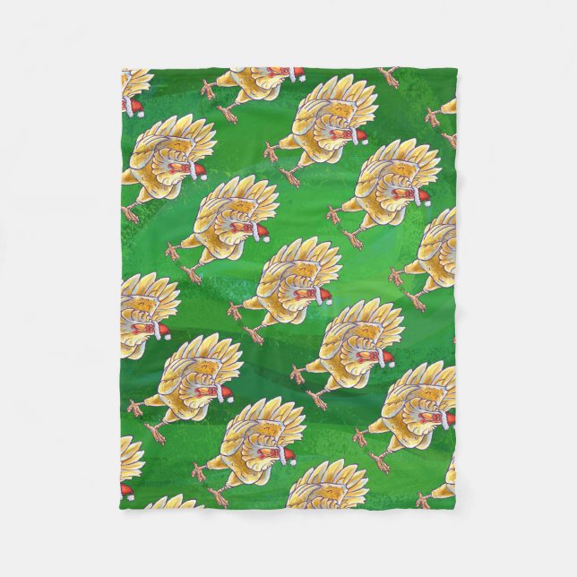 Manta Polar Navidades De Pollo En Verde (Anverso)