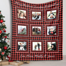 Navidades de Red Plaid de Collage de fotos Familia
