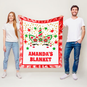 Manta Polar Navidades de Red Tie Dye Unicorn Personalizan a lo