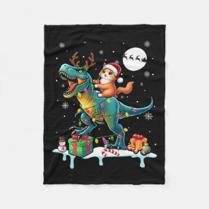 Manta Polar Navidades de reno T-rex de Santa Cat