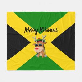 Manta Polar Navidades de renos jamaiquinos en blanco