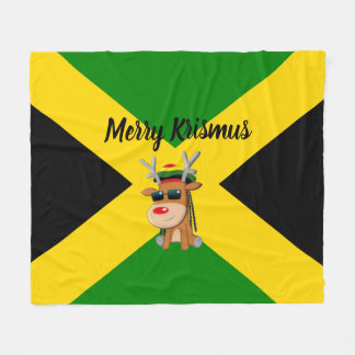 Manta Polar Navidades de renos jamaiquinos en blanco