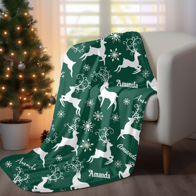 Manta Polar Navidades de renos pequeños repitiendo el nombre v (Subido por el creador)