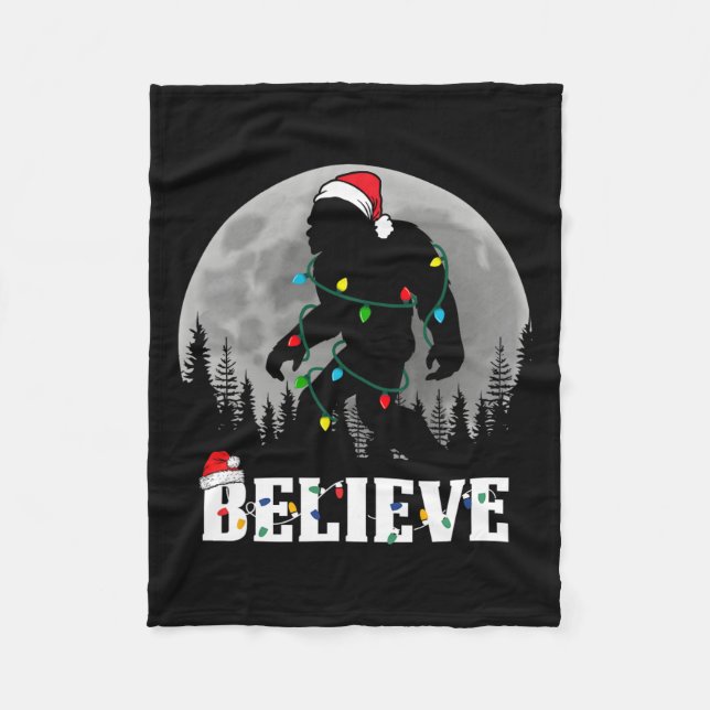 Manta Polar Navidades de Santa Bigfoot iluminan Funny Sasquatc (Anverso)