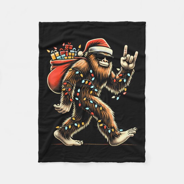 Manta Polar Navidades de Santa Bigfoot iluminan sasquatc graci (Anverso)