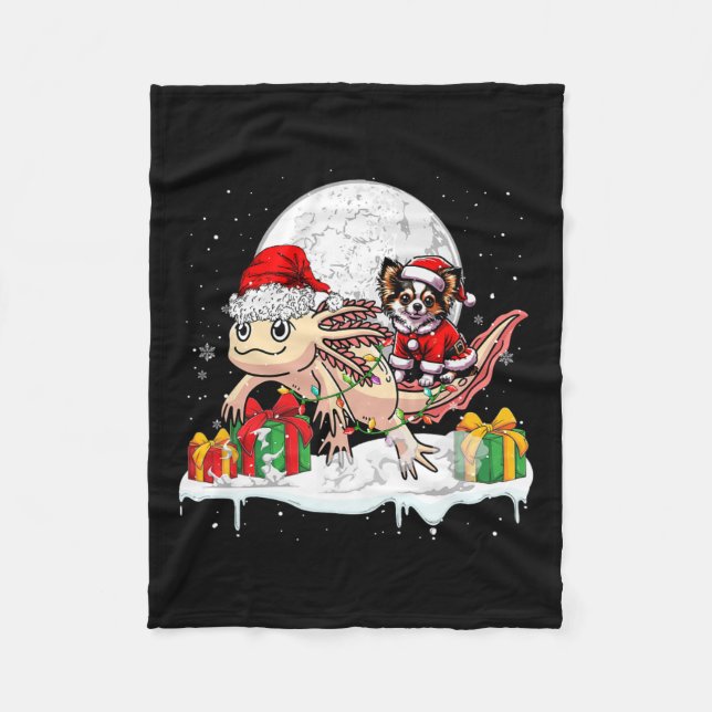 Manta Polar Navidades de Santa Chihuahua Riding Axolotl (Anverso)