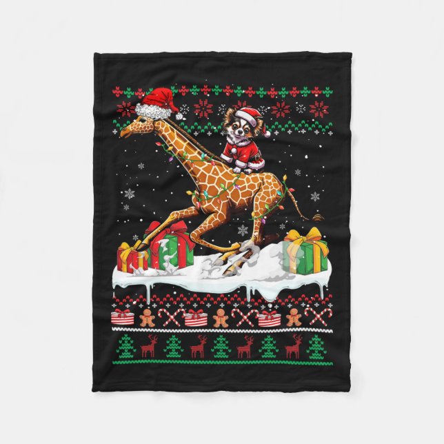 Manta Polar Navidades de Santa Chihuahua Riding Giraffe Sweate (Anverso)