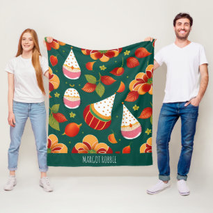 Manta Polar Navidades de Santa Claus Patrón retro de juguetes