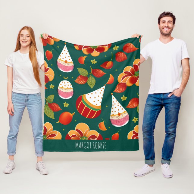 Manta Polar Navidades de Santa Claus Patrón retro de juguetes (In situ)