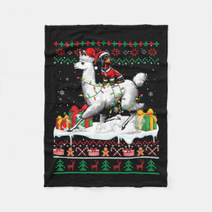Manta Polar Navidades de Santa Dachshund en Llama Sweater Lov