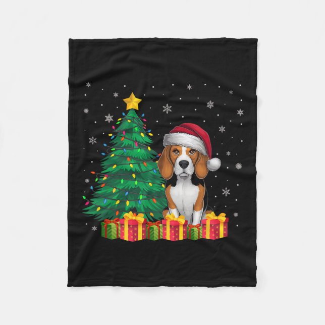 Manta Polar Navidades de Santa Hat Beagle Luminosos Perro X (Anverso)