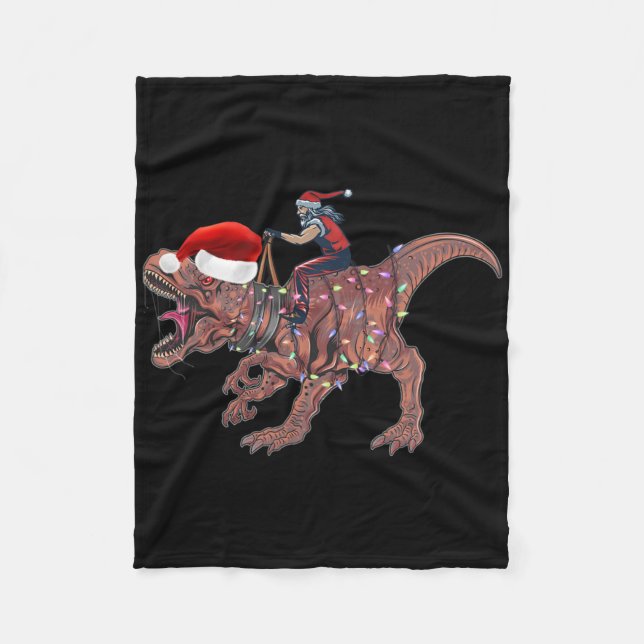 Manta Polar Navidades de Santa Riding Dinosaur T Rex Hombres X (Anverso)