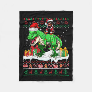 Manta Polar Navidades de Santa Rottweiler Riding T-rex Sweater