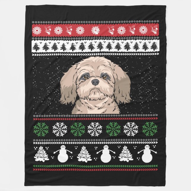 Manta Polar Navidades de Shih Tzu (Anverso)