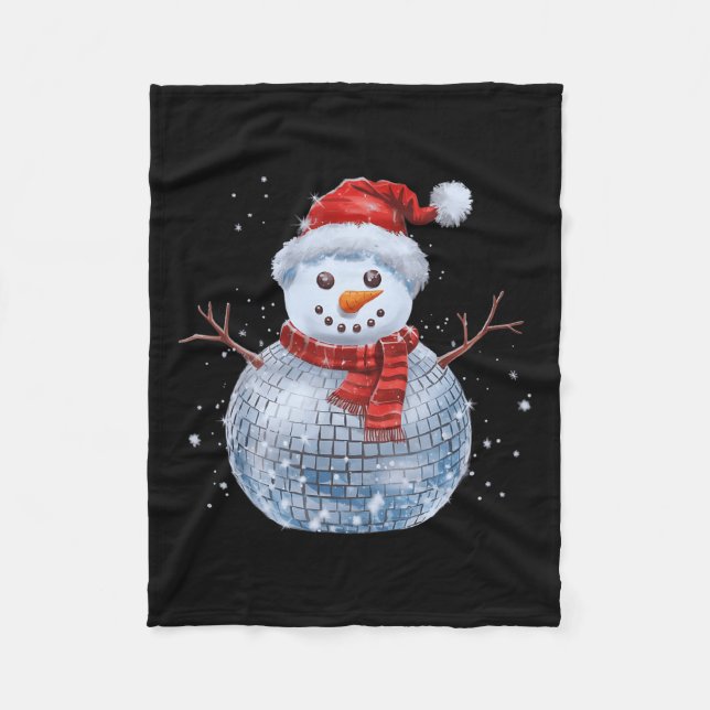 Manta Polar Navidades de Snowman Retro Santa Hat Disco Ball Ma (Anverso)