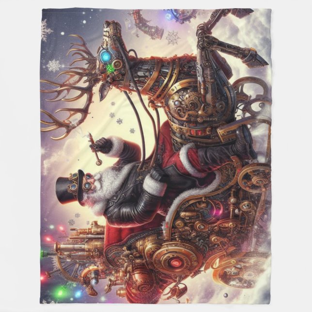 Manta Polar Navidades de steampunk de Santa/Reindeer/invierno (Anverso)