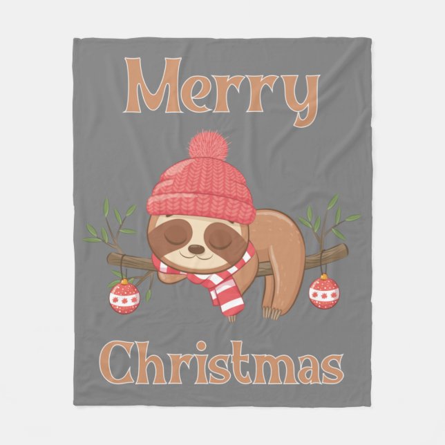 Manta Polar Navidades de Sugar Cute Sloth (Anverso)