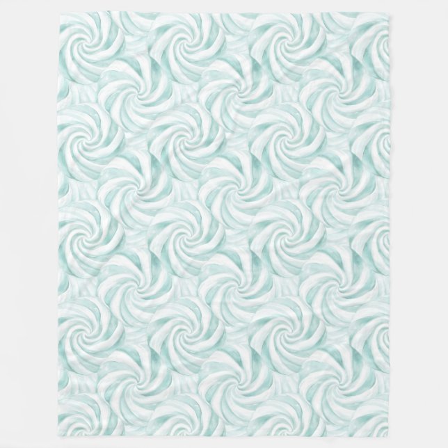 Manta Polar Navidades de Swirls White Swirls Aqua Mint (Anverso)