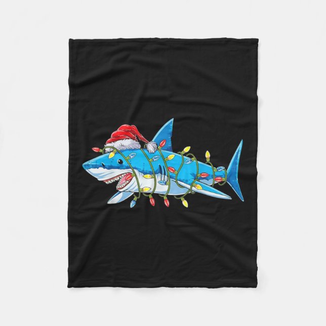 Manta Polar Navidades de tiburones de Santa Jaws encienden flo (Anverso)