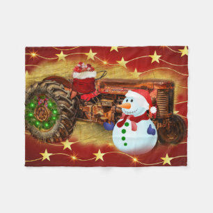 Manta Polar Navidades de Tractores Rojos de Frosty