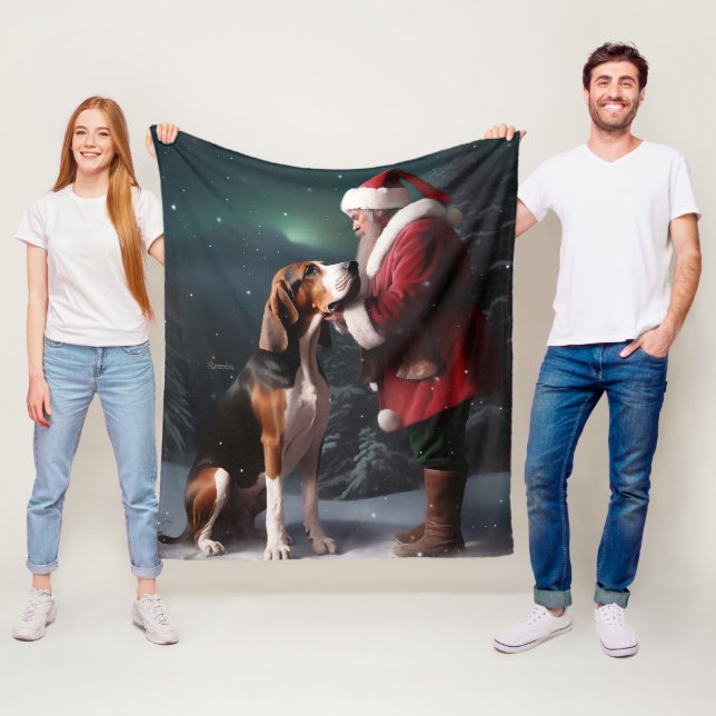 Manta Polar Navidades de Treeing Walker Coonhound Santa Claus (In situ)