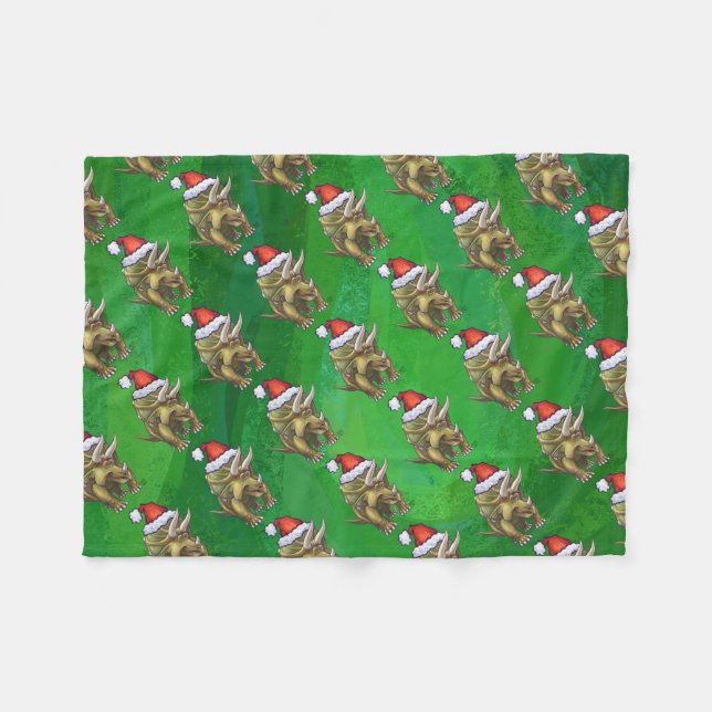 Manta Polar Navidades de Triceratops Green (Frente (Horizontal))