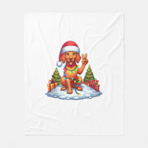 Manta Polar Navidades de Vizsla, mano de paz divertida, me ilu