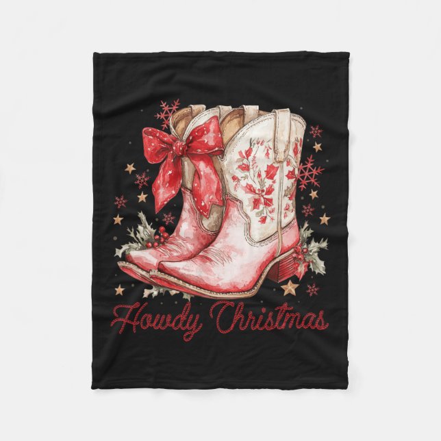 Manta Polar Navidades de Western Howdy Cowgirl Boot Coquette B (Anverso)