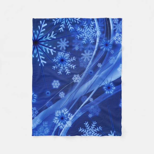 Manta Polar Navidades del Blue Winter Snowflakes (Anverso)