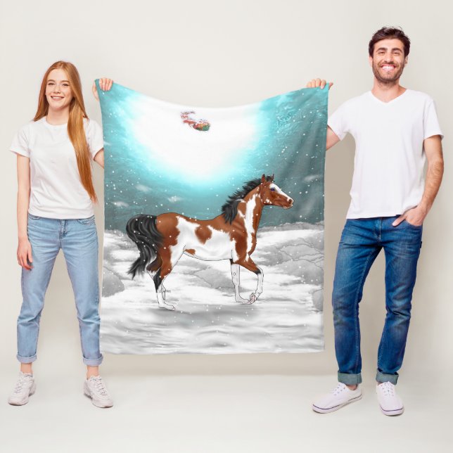 Manta Polar Navidades del caballo árabe de Pinto (In situ)