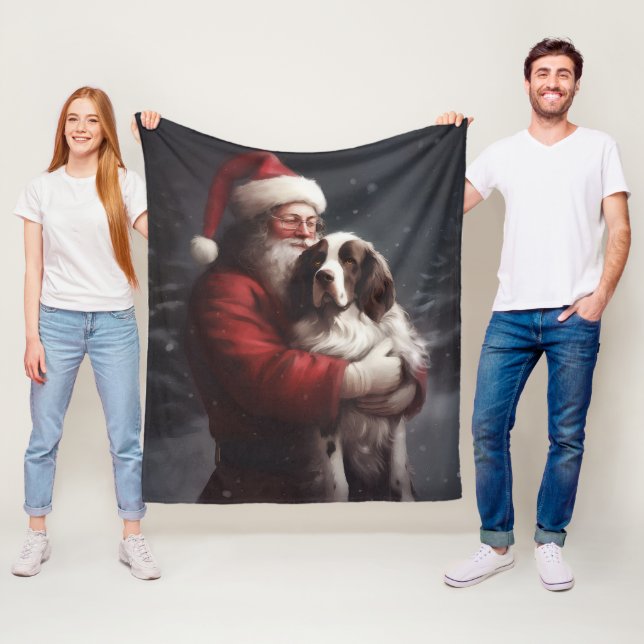 Manta Polar Navidades del Festival Springer Spaniel Santa Clau (In situ)