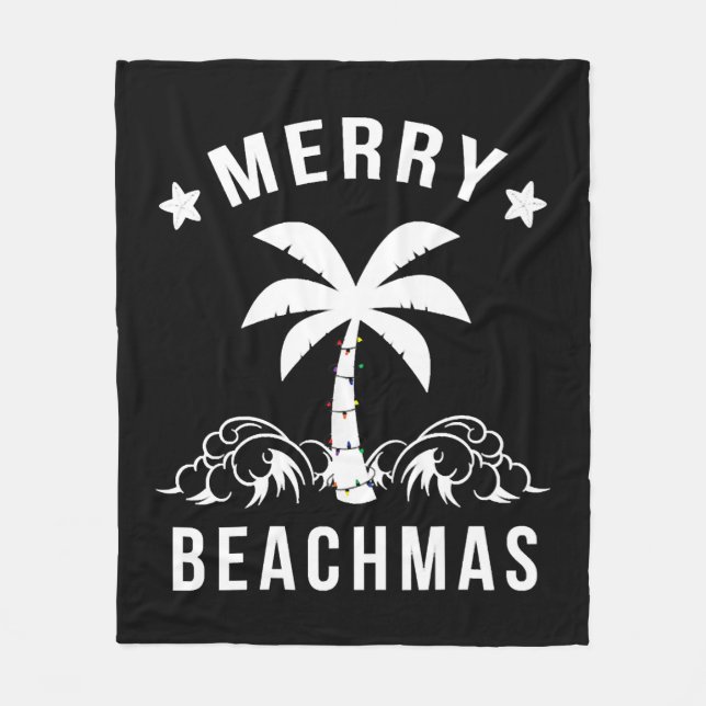 Manta Polar Navidades del Merry Beachmas Palm Tree Beach (Anverso)